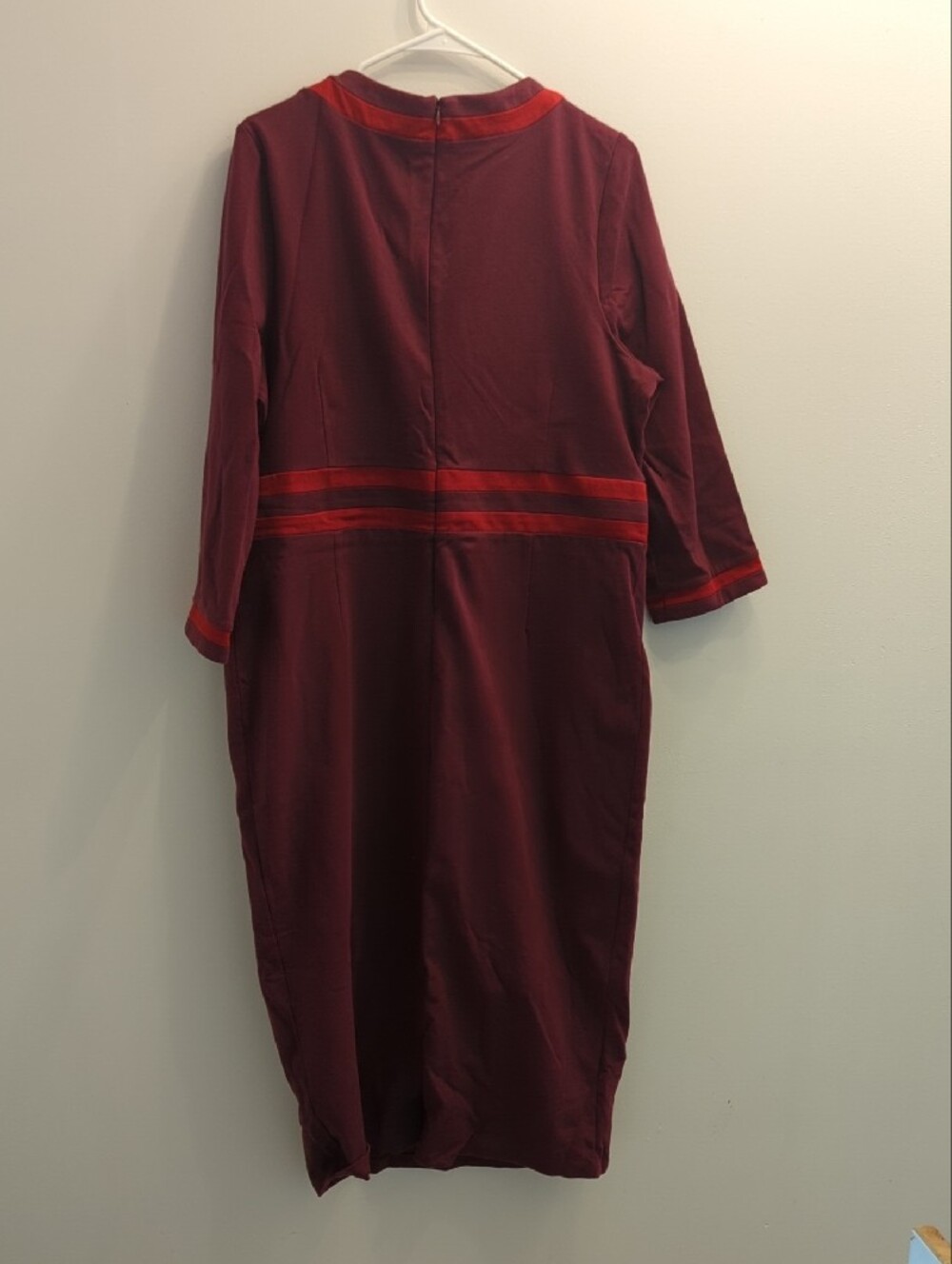 Boden Burgundy Ponte-Knit Dress with Red Trim (US 18L) - Picture 5 of 5